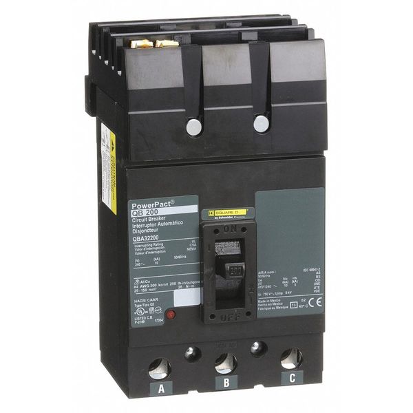 Molded Case Circuit Breaker, 200, 240VAC, 3 Pole, I-Line Bracket Mounting Style