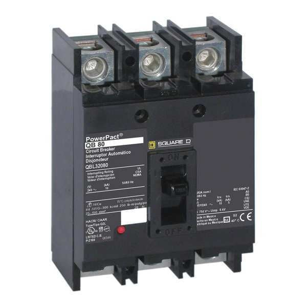 Molded Case Circuit Breaker, 250, 240VAC, 3 Pole, Unit Mount Lug Mounting Style, QB Series