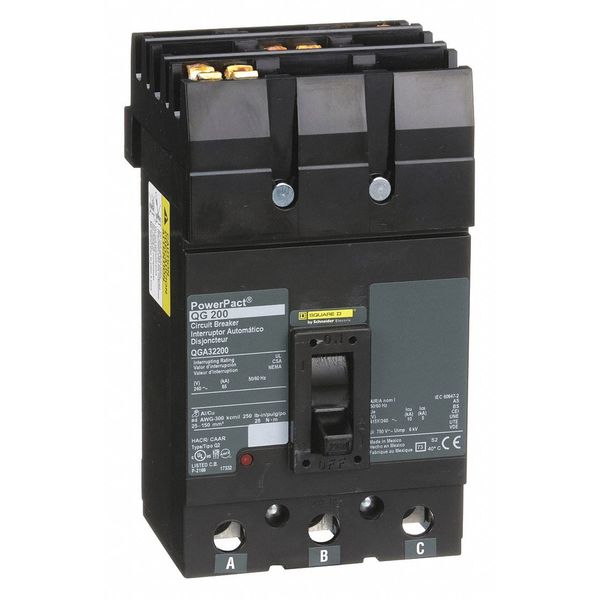 Molded Case Circuit Breaker, 200, 240VAC, 3 Pole, I-Line Bracket Mounting Style