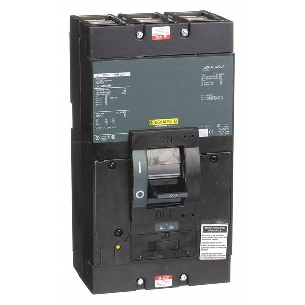 Molded Case Circuit Breaker, 400, 600VAC, 3 Pole, Unit Mount Mounting Style, LAL Series