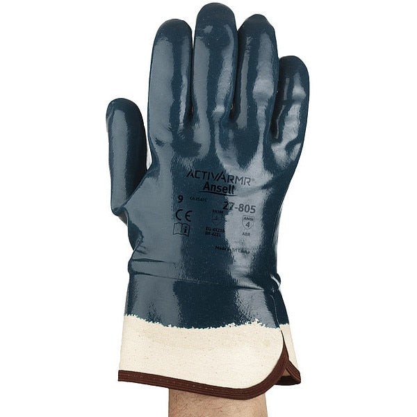 Nitrile Coated Gloves, Full Coverage, Blue, 9, PR