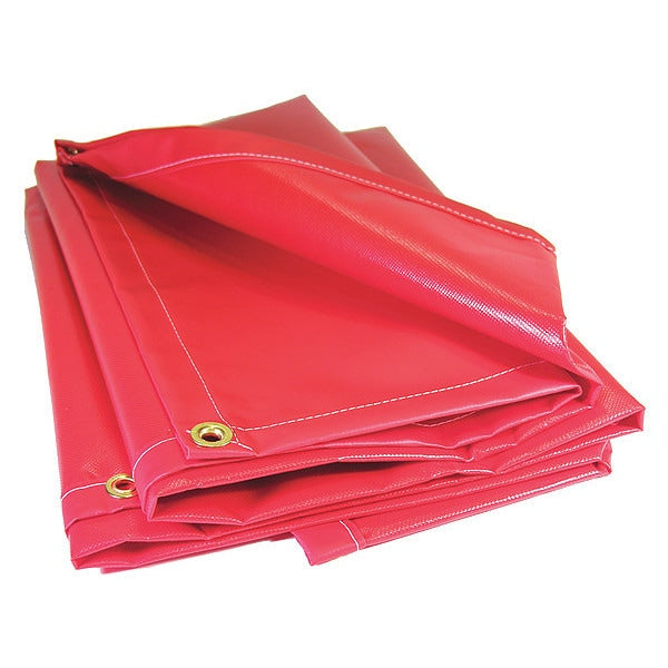 Tarp, 12 x 14 ft, 20 Mil, Vinyl, Heavy Duty, Red, Flame Resistant, Tear Resistant