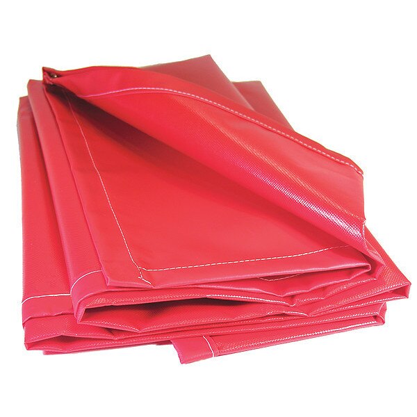 Tarp, 3 x 20 ft 4 in, 20 mil, Vinyl, Heavy Duty, Red, Flame Resistant, Tear Resistant