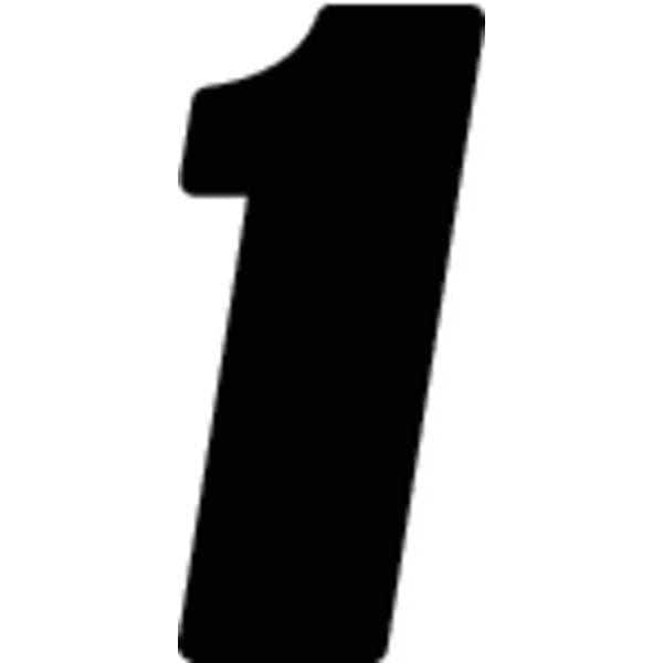 Number Label, Blk, Vinyl, 4in. H, No. 1, PK12