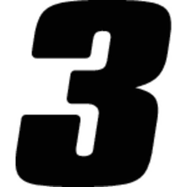 Number Label, Blk, Vinyl, 7 in. H, No. 3, PK3