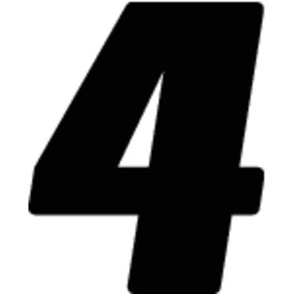 Number Label, Blk, 5-1/2 in. H, No. 4, PK3