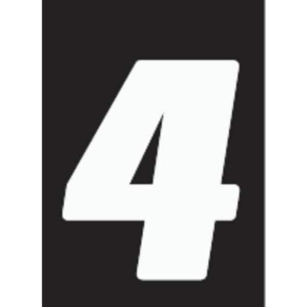 Number Label, Wht, Vinyl, 7in. H, No. 4, PK12