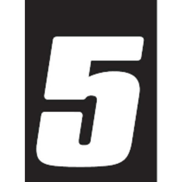 Number Label, Wht, Vinyl, 7in. H, No. 5, PK3