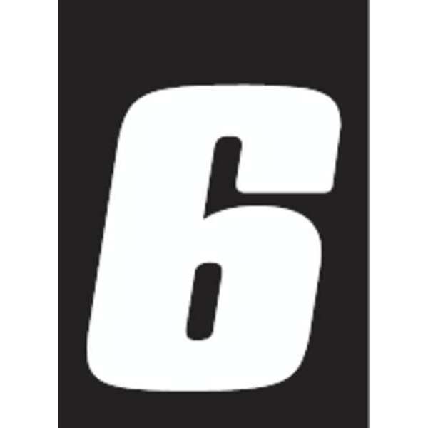 Number Label, Wht, Vinyl, 7in. H, No. 6, PK12