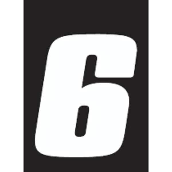 Number Label, Wht, Vinyl, 7in. H, No. 6, PK3