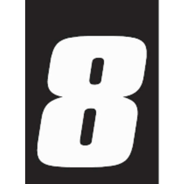 Number Label, Wht, Vinyl, 7in. H, No. 8, PK12