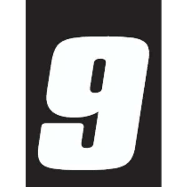 Number Label, Wht, Vinyl, 4in. H, No. 9, PK12