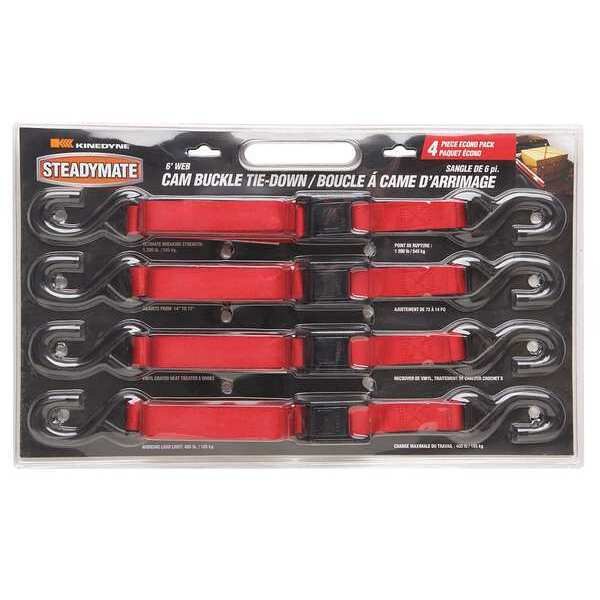 Tie-Down Strap, Red, 1500 lb., 6 ft.