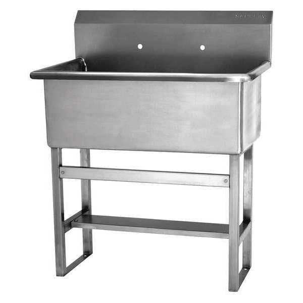 Floor Mount, 2 Hole, Stainless, Scrub Sink