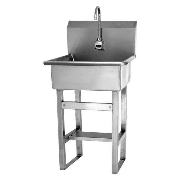 Floor Mount, 1 Hole, Battery Sensor, Stainless, Hand Sink