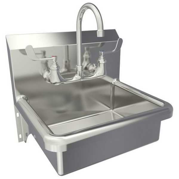 Hand Sink, Wall, Faucet, 19inL, 6in Bowl D