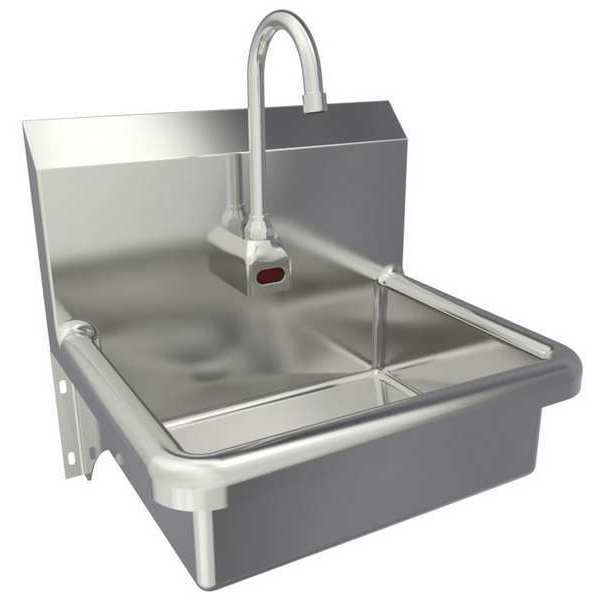 Hand Sink, Wall, Faucet, 15inH, 6in Bowl D