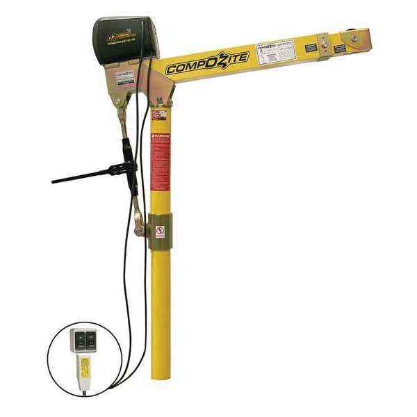 Davit Crane, 22 in to 66 in Reach, 0 in to 540 in Lift Range, Yellow