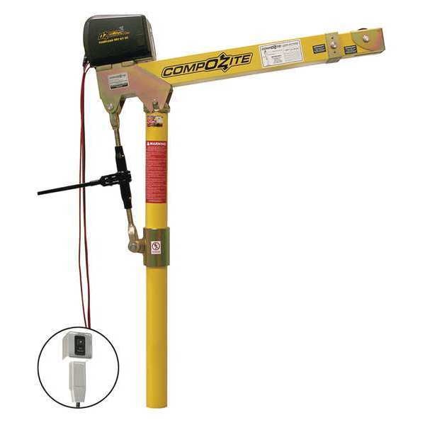 Davit Crane, 22 in to 66 in Reach, 0 in to 540 in Lift Range, Yellow