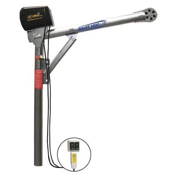 Davit Crane, 27.5 in to 42 in Reach, 0 in to 540 in Lift Range, Silver