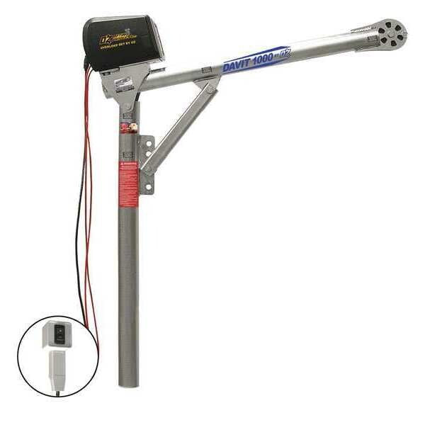 Davit Crane, 27.5 in to 42 in Reach, 0 in to 540 in Lift Range, Silver