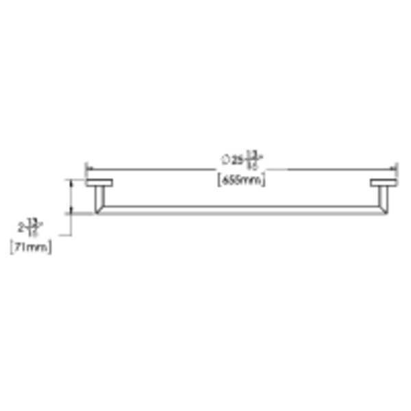 Towel Bar, Brushed Nickel, 2-3/16 in. H