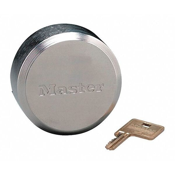 Padlock, Keyed Different, Hidden Shackle, Round Zinc Die-Cast Body, Boron Shackle, 1 23/32 in W
