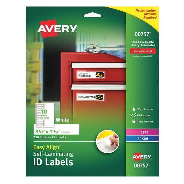 AveryÂ® Easy AlignÂ® Self-Laminating ID Labels, 00757, 1-1/32