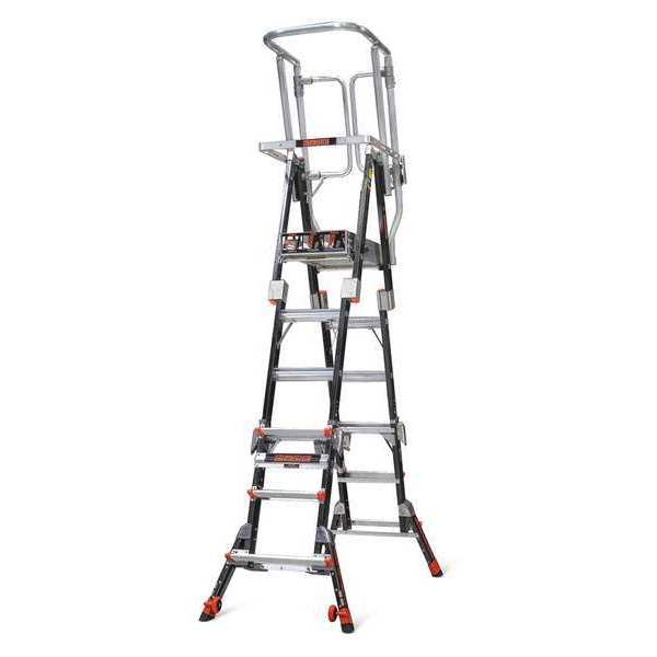 4 to 6 ft Fiberglass Compact Safety Cage Platform Stepladder