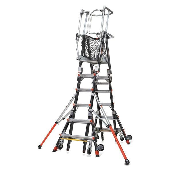6 to 10 ft Fiberglass Compact Safety Cage Platform Stepladder