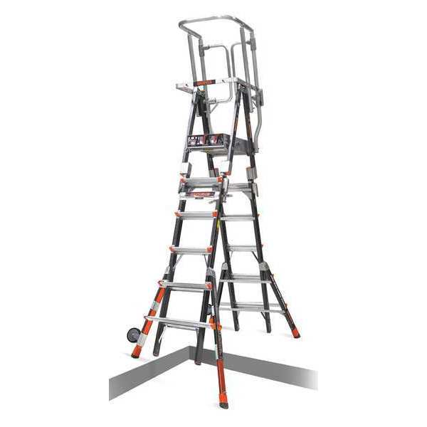 6 to 10 ft Fiberglass Compact Safety Cage Platform Stepladder