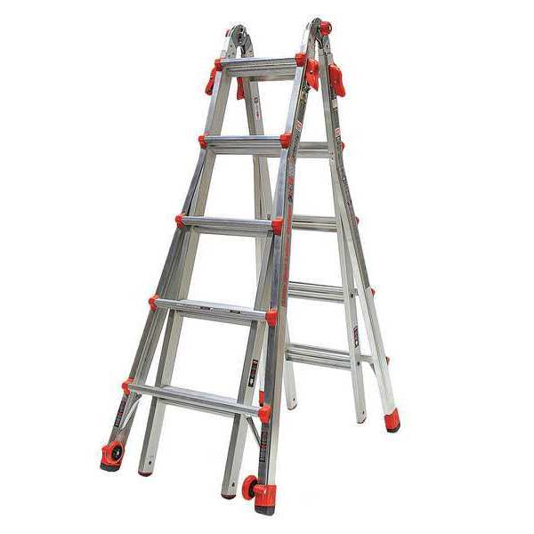 Multipurpose Ladder, 90 Degrees , Extension, Scaffold, Staircase, Stepladder Configuration, 19 ft