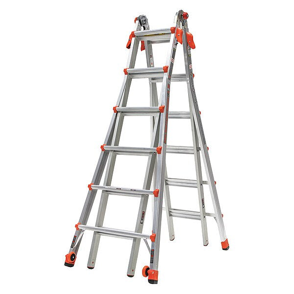Multipurpose Ladder, 90 Degrees , Extension, Scaffold, Staircase, Stepladder Configuration, 23 ft