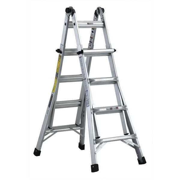 Multipurpose Ladder, Extension, Scaffold, Staircase, Stepladder Configuration, 15 ft, Aluminum