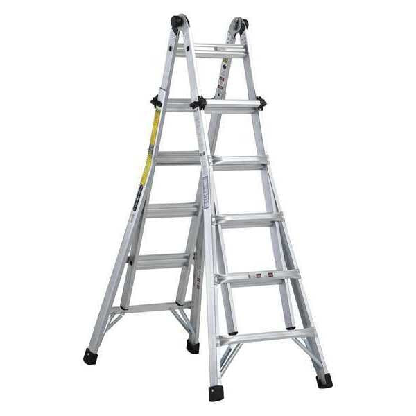 Multipurpose Ladder, Extension, Scaffold, Staircase, Stepladder Configuration, 19 ft, Aluminum
