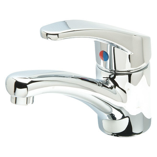 Lever Handle Single Hole Mount, 1 Hole Low Arc Bathroom Faucet, Polished chrome