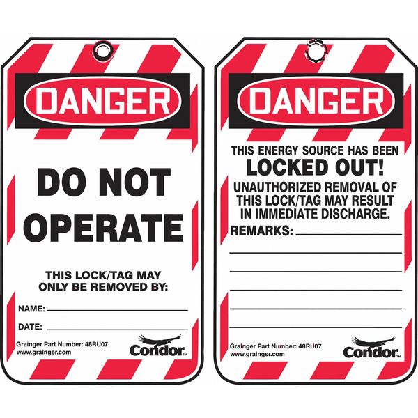 Lockout Tag, 3/8 in. Hole, PK10