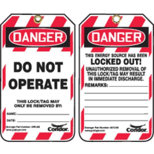 Lockout Tag, 3-1/4 in. W, PK25