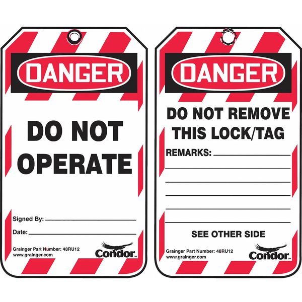 Lockout Tag, Danger Do Not Operate, PK100