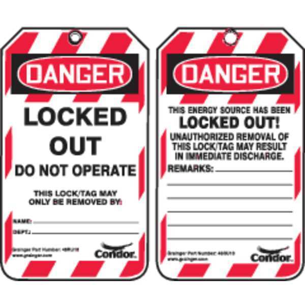 Lockout Tag, 3-1/4 in.Wx5-3/4 in. H, PK100