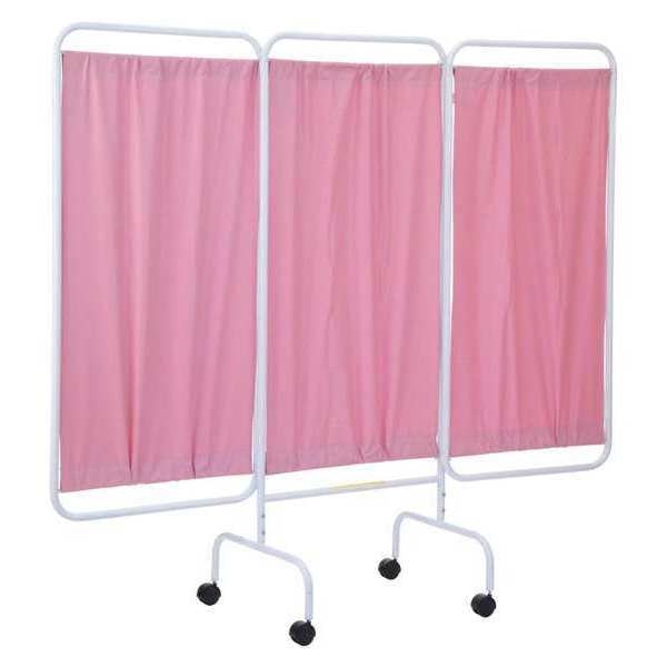 Three Panel Mobile Privacy Screen with Antimicrobial Mauve Vinyl Panels
