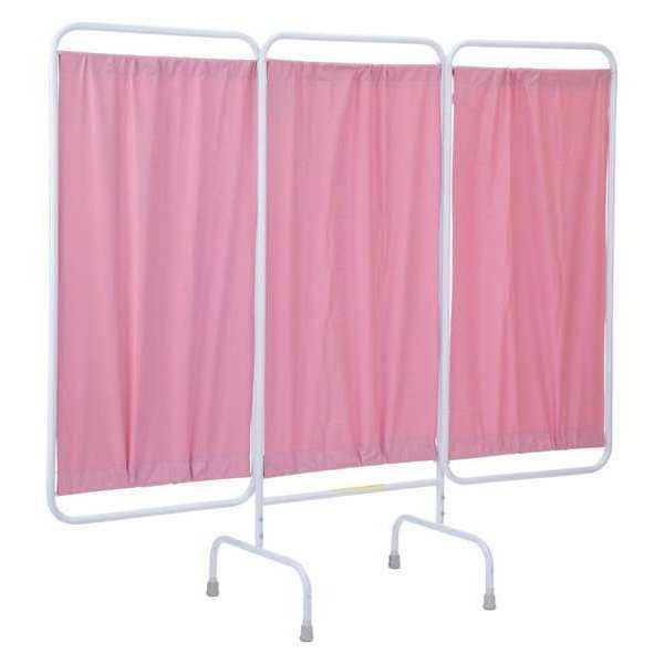 Three Panel Stationary Privacy Screen with Antimicrobial Mauve Vinyl Panels