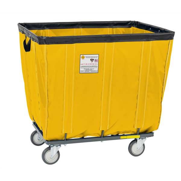 Antimicrobial Vinyl Basket Truck with Steel Base, 20 Bushel, Yellow