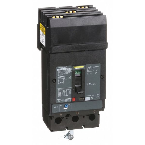 Molded Case Circuit Breaker, 200, 600VAC, 3 Pole, I-Line Bracket Mounting Style, JJ Series