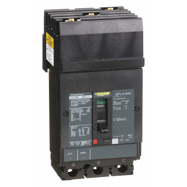 Molded Case Circuit Breaker, 20, 600VAC, 3 Pole, I-Line Bracket Mounting Style