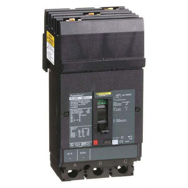 Molded Case Circuit Breaker, 40, 600VAC, 3 Pole, I-Line Bracket Mounting Style