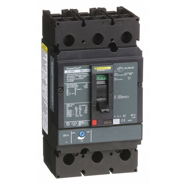 Molded Case Circuit Breaker, 200, 600VAC, 3 Pole, Unit Mount Lug Mounting Style, JJ Series