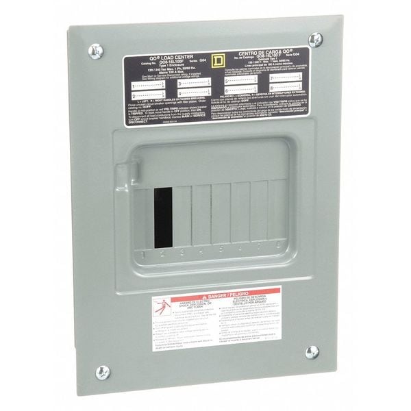 Load Center, 8 Spaces, 100 Amps, 240V, QO Circuit Breaker Type