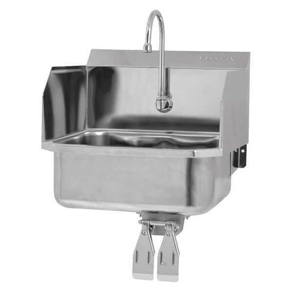 Hand Sink, 19 in. L, SS, Double Knee Pedal