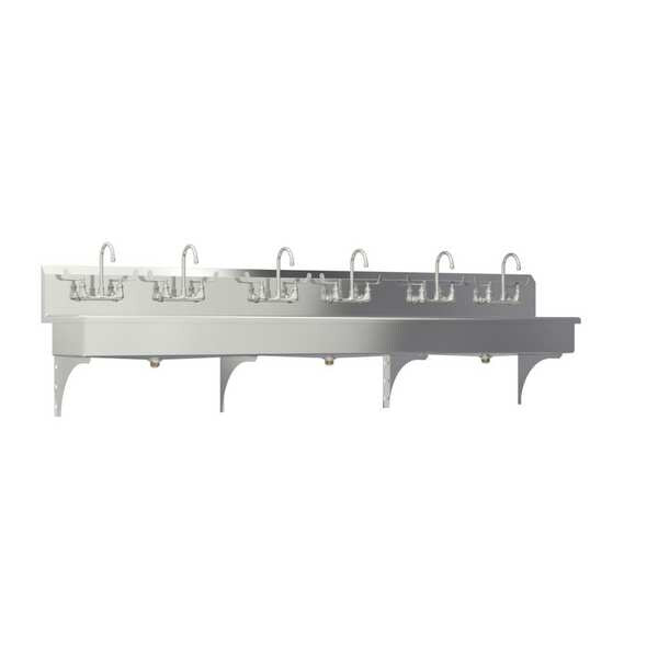 Wall Mount, 12 Hole, Wrist Blade Handles, Silver, Wash Station